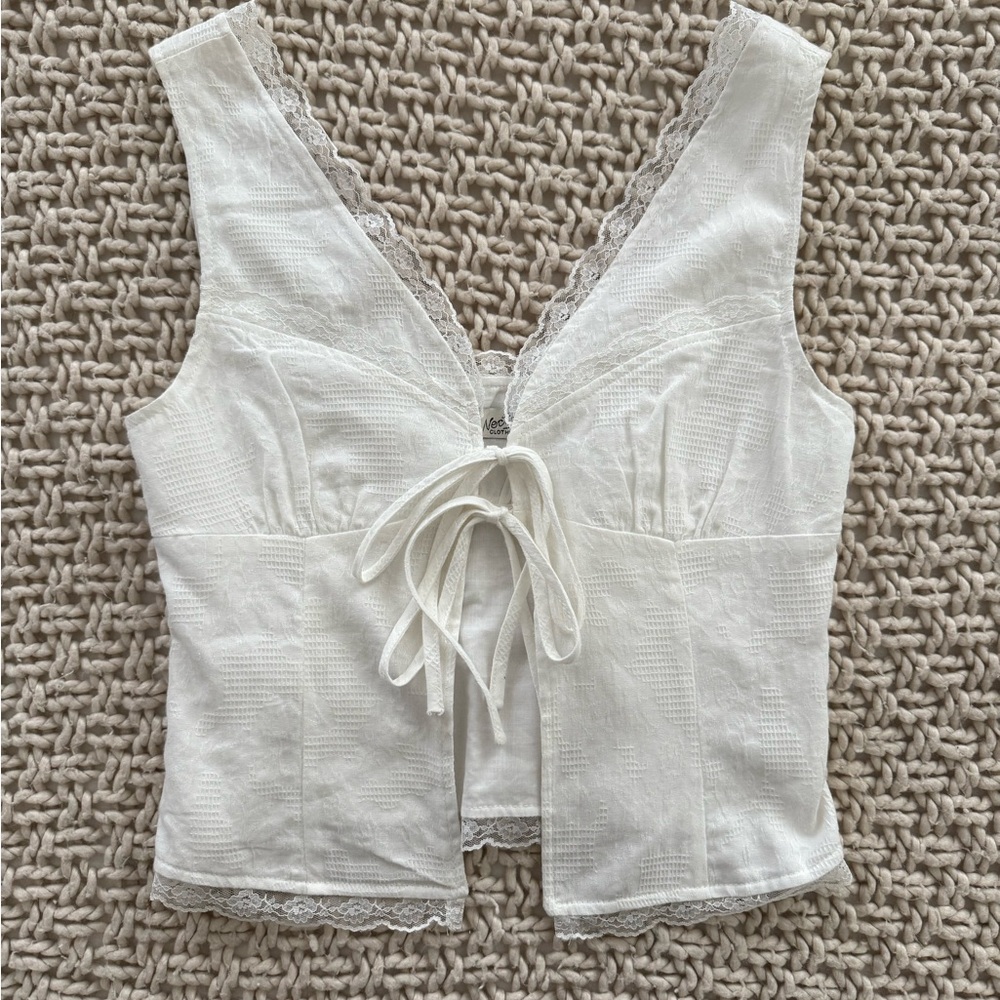 Chic White Lace-Accented Blouse